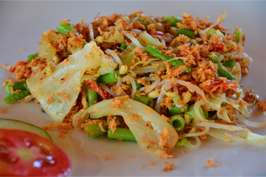 Urap-urap - steamed vegetables with spiced, grated coconut