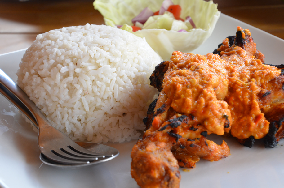 Ayam bakar taliwang - grilled chicken in a sauce of garlic, chilli, coconut and shrimp paste