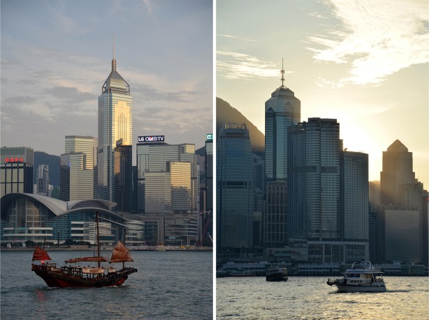 Harbour scenes just before sunset, with Duk Ling on the left