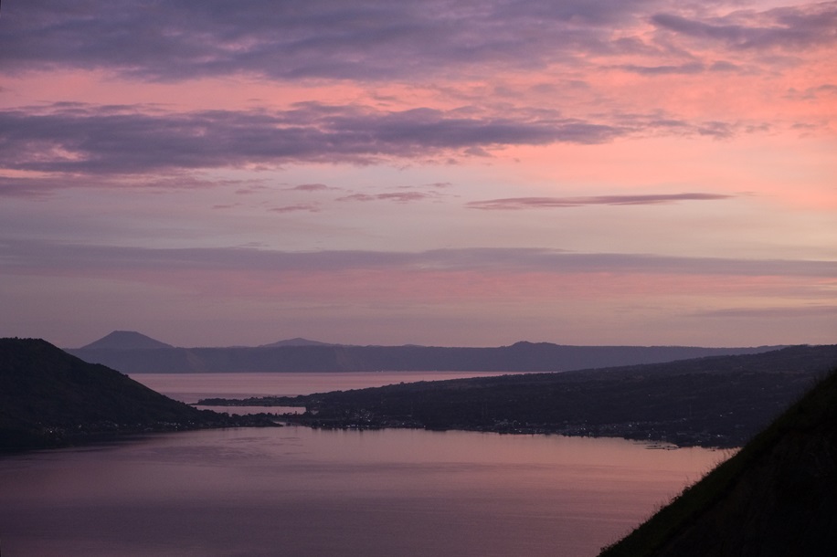 Sunrise over the western arm of Lake Toba
